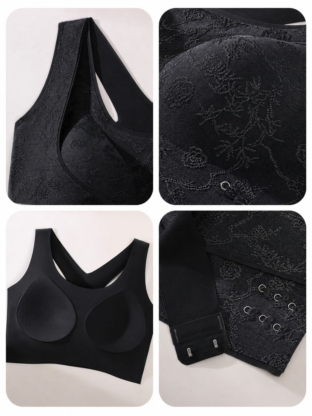Flower embroidered bra