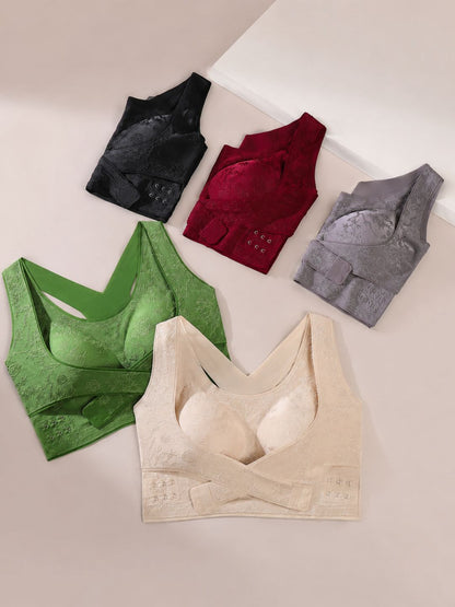 Flower embroidered bra